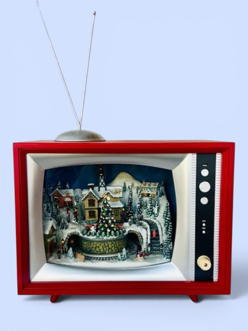 Roman Amusements Retro Christmas TV Musical Lighted Train Depot  Village NIB